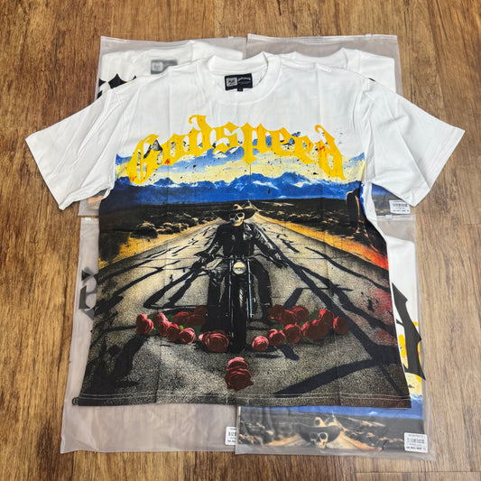 God Speed White Skeleton Chopper Rider Tee
