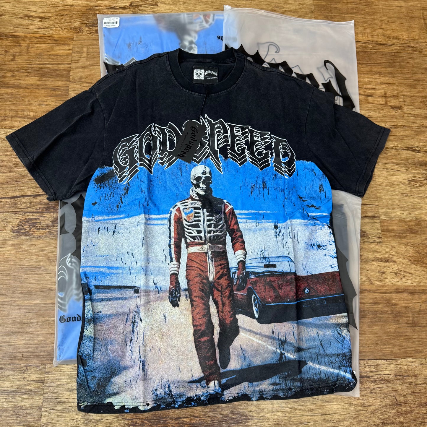 God Speed Black Skeleton Racer Tee
