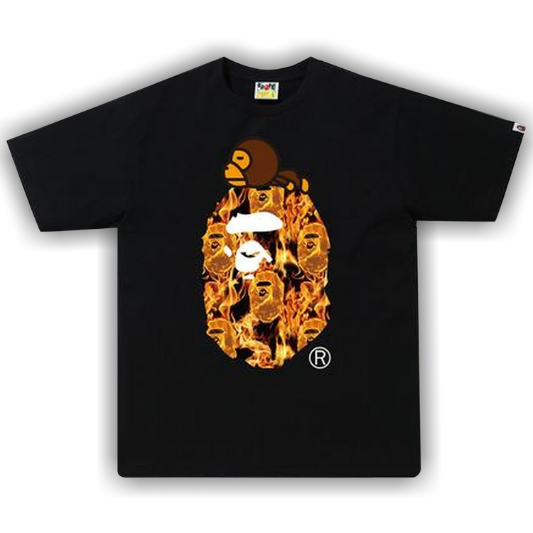 Bape black flame milo on big head Tee