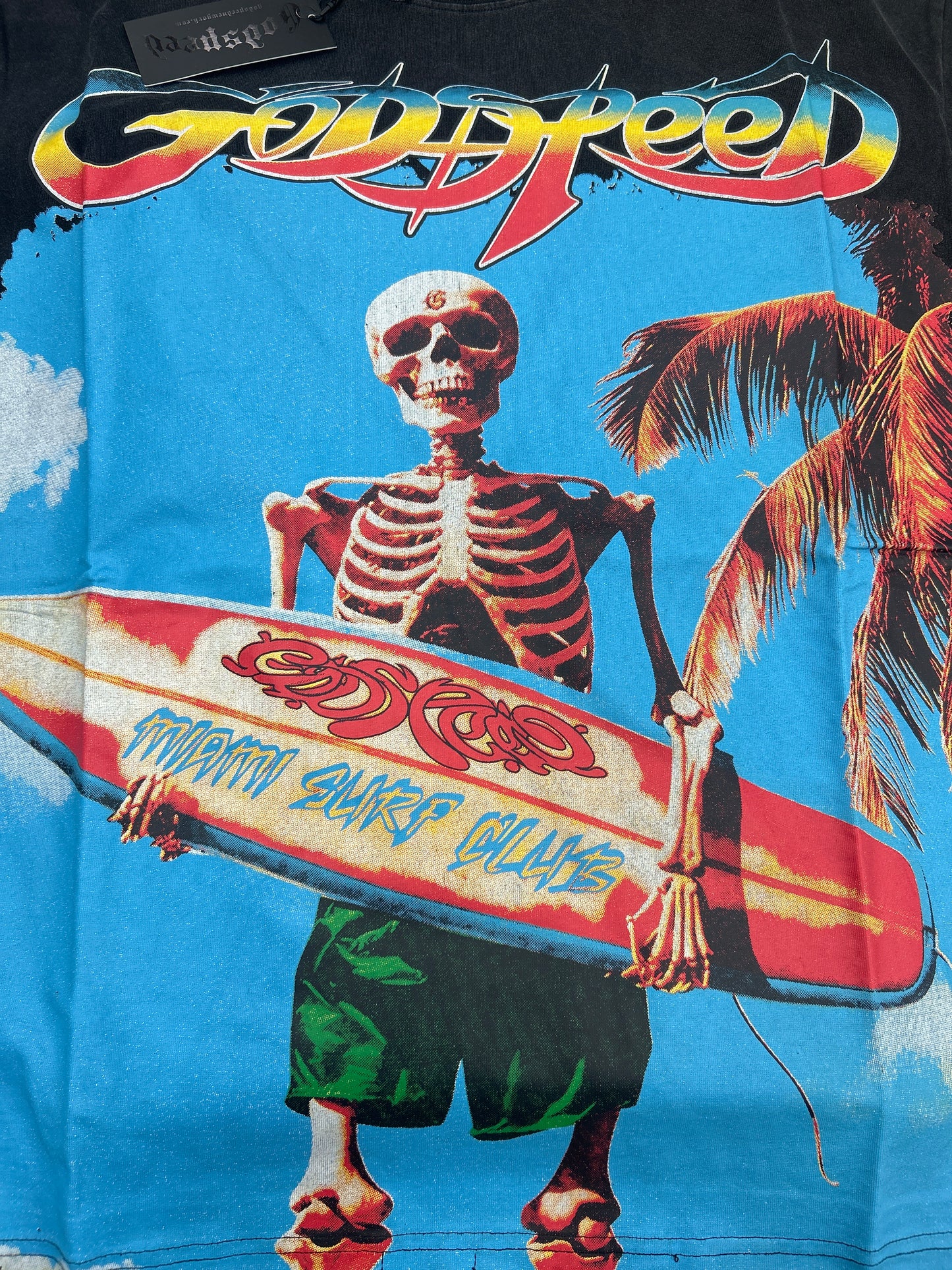 God speed black beach surfer tee
