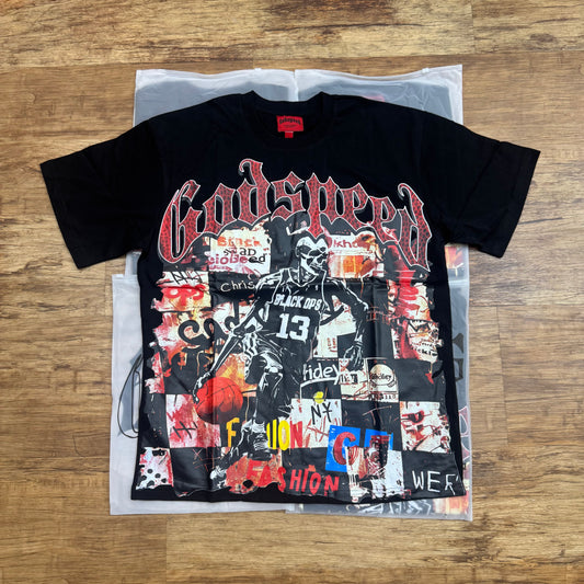 God Speed Black Basketball Skeleton Tee