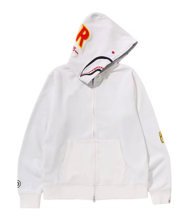 Bape shark full zip hoodie white