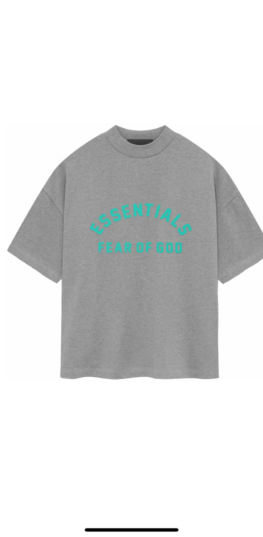 Essentials tee center logo dark heathe