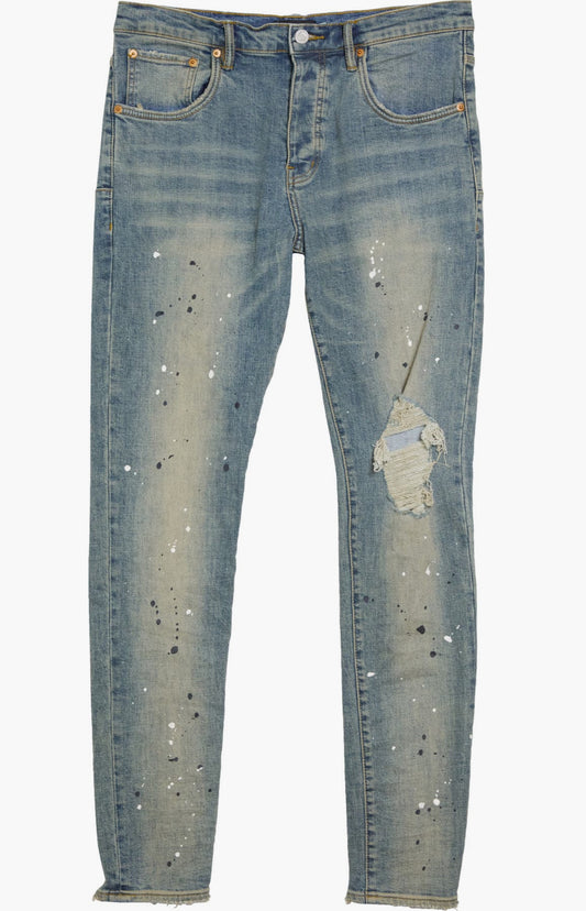 Purple Brand Slim Stretch Mid Indigo Destroy Paint