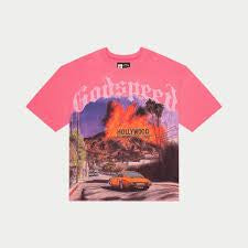 God Speed Hollywood On Fire Pink Tee