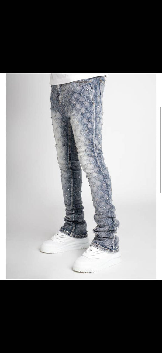 Guapi light wash rhinestone flare jeans