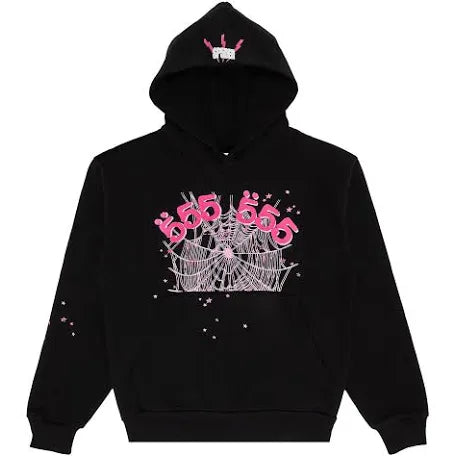 Sp5der Black Pink Ángel Number Hoodie