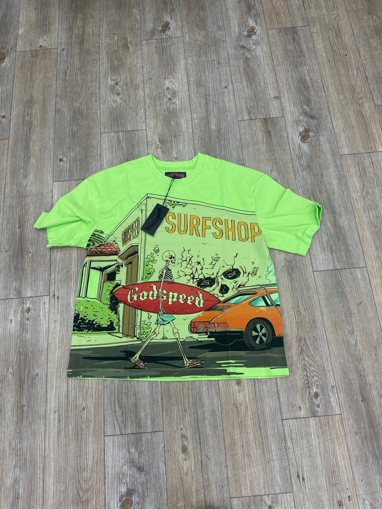 God speed neon surf shop tee