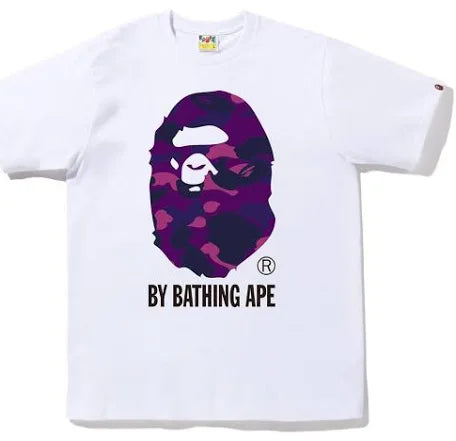 Bape White Purple Camo Head tee