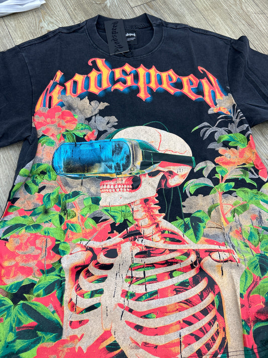 God speed black flower vision tee