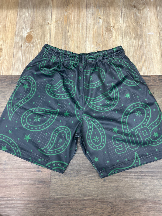 Sup black and green shorts