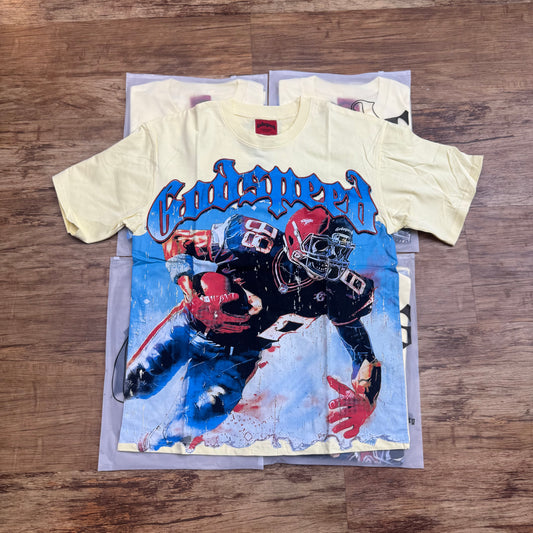 God speed cream football tee