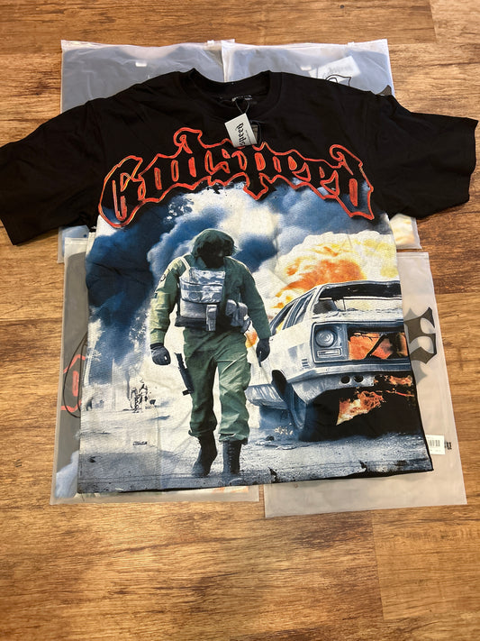 God Speed Black Military Car Tee
