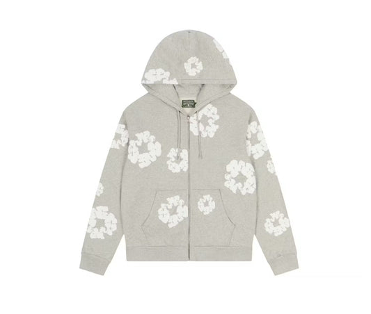 Denim Tears Cotton Wreath Zip Hoodie Grey