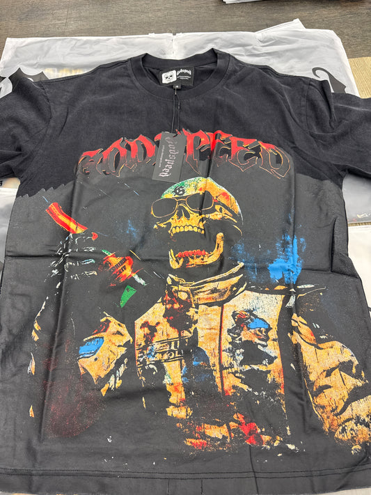 God Speed Black Champagne Skeleton Tee