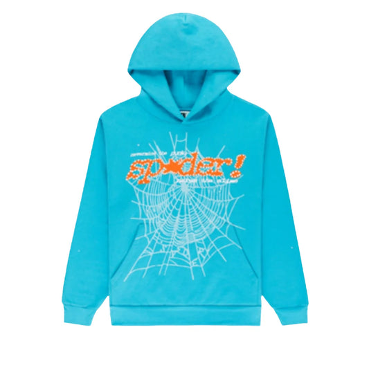 Sp5der Punk V2 Hoodie Cyan