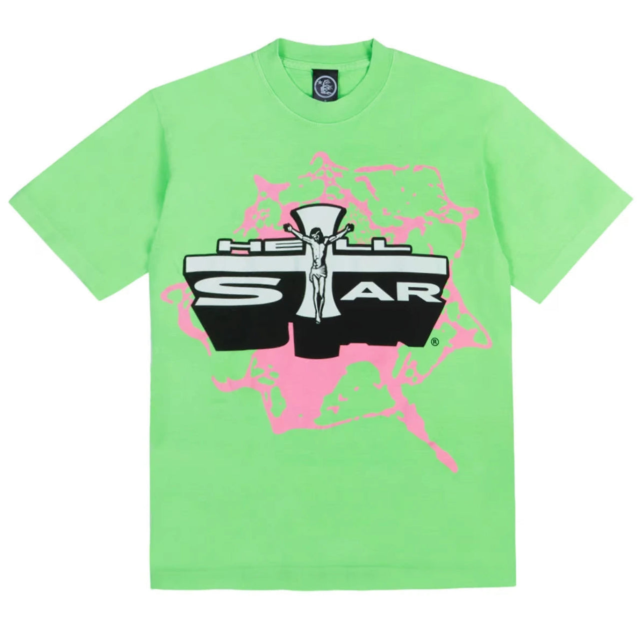 Hellstar Jesus Emblem Lime Green Tee