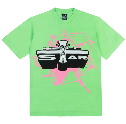 Hellstar Jesus Emblem Lime Green Tee