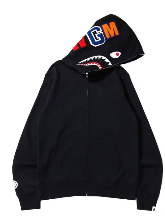 Bape shark full zip hoodie black