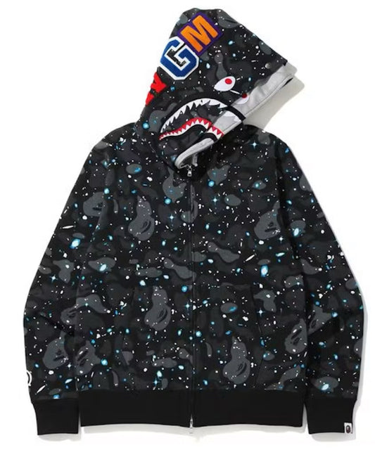 Bape Shark full zip hoodie black multi