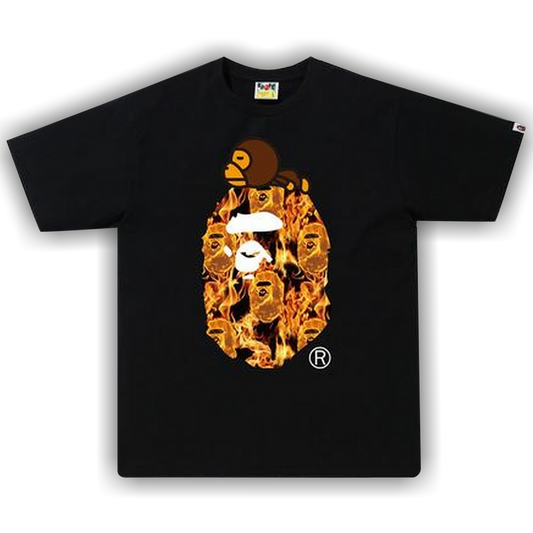 Bape black flame milo on big head Tee
