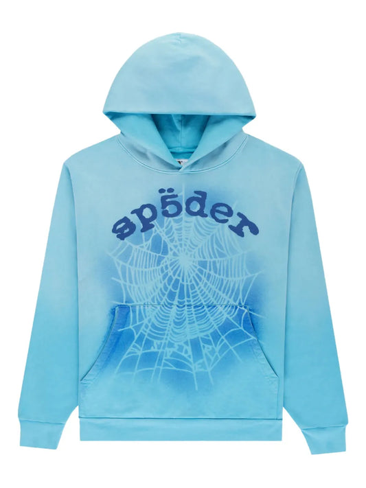 Sp5der OG Web V2 Spray Hoodie 'Light Blue'