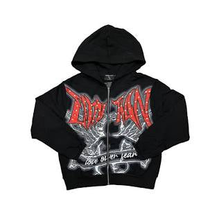 Mixed Emotion Rhinestone Black Zip-Up