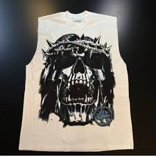 Lost hills white skeleton cross tan tee