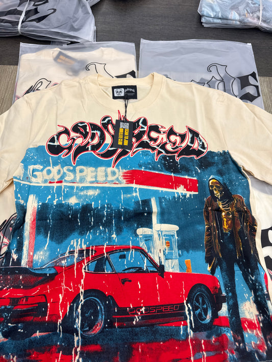 God Speed Cream Gas Station Tee