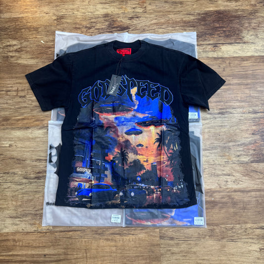 God Speed Black Alien Invasion Tee