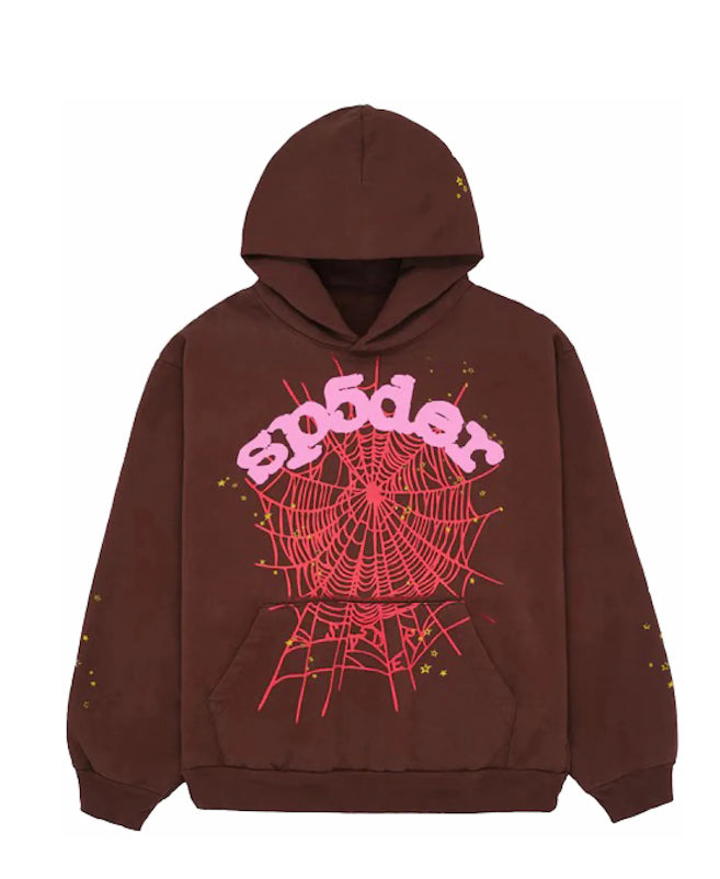 Sp5der Brown OG Web Hoodie