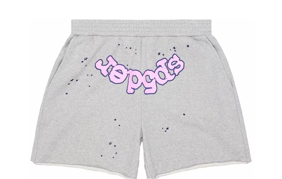 Sp5der og web logo sweat heather grey shorts