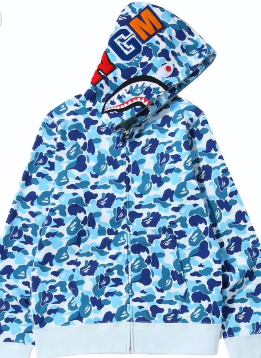 Bape ABC Camo Shark Full Zip Hoodie Blue