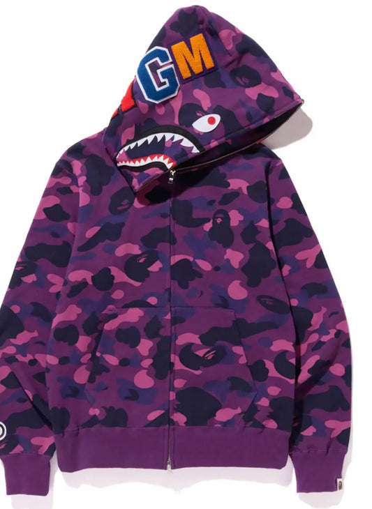 Bape Shark Full Zip Hoodie Purple