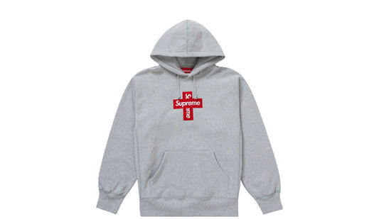 Supreme Cross Box Logo Hooded Heather Grey