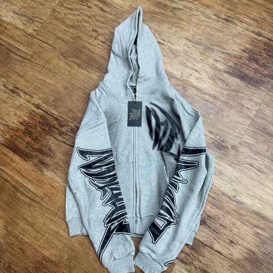 Mixed Emotion Grey Zip-Up Hoodie