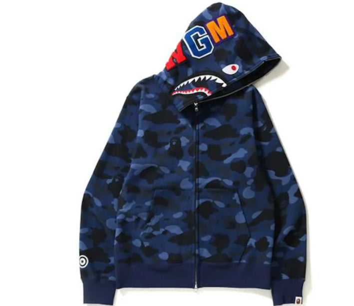 Bape Color Camo Shark Full Zip Hoodie Blue