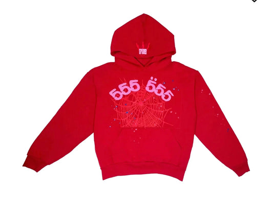 Sp5der Worldwide Red Angel Number 555 Hoodie