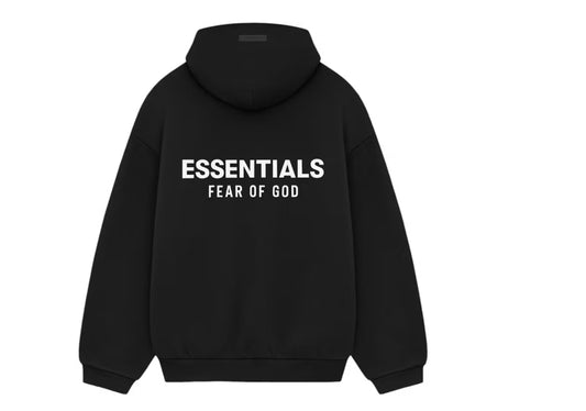 Essentials Fleece Black White Font New Style White Hoodie