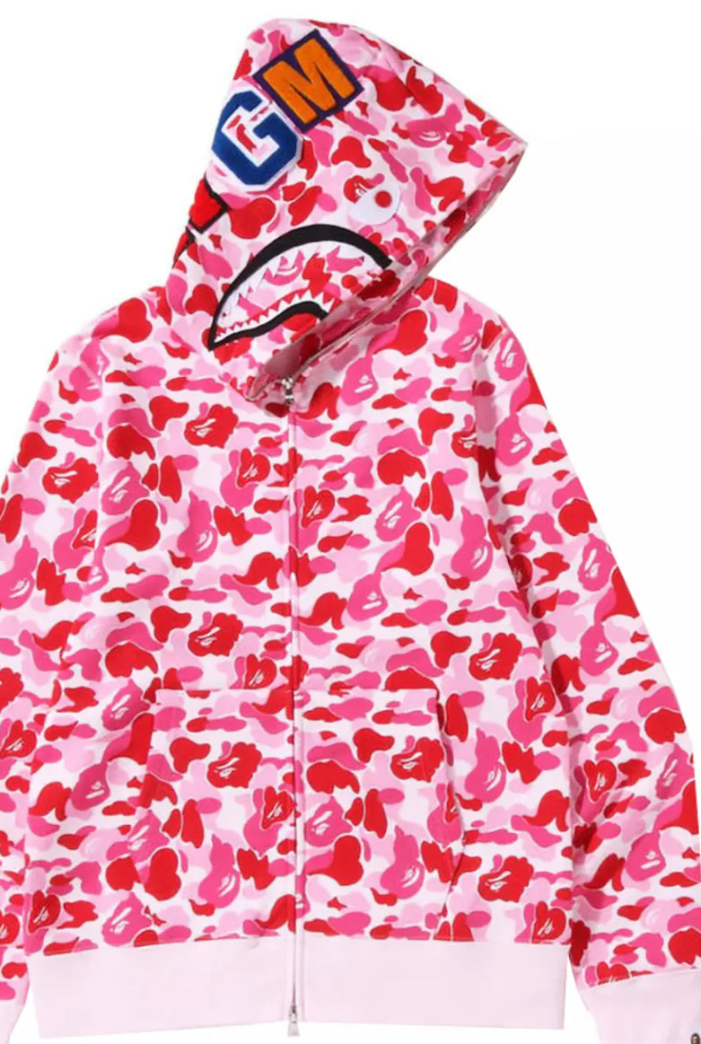 Bape ABC Shark Full Zip Hoodie Pink