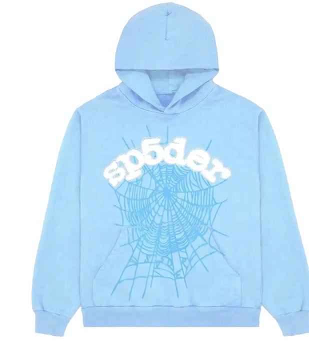 Sp5der Sky Blue Web Hoodie