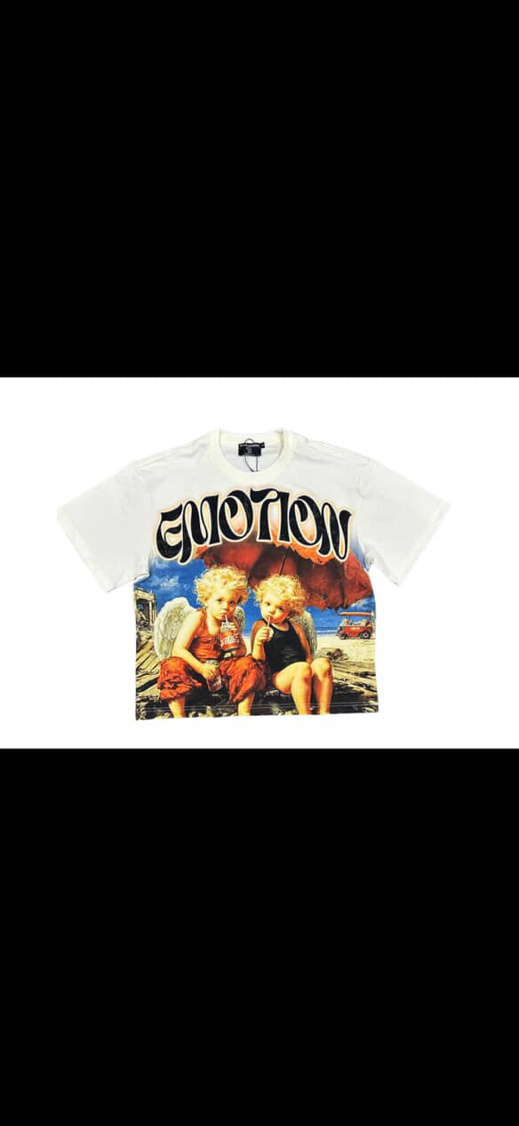 Mixed emotions on the beach tee