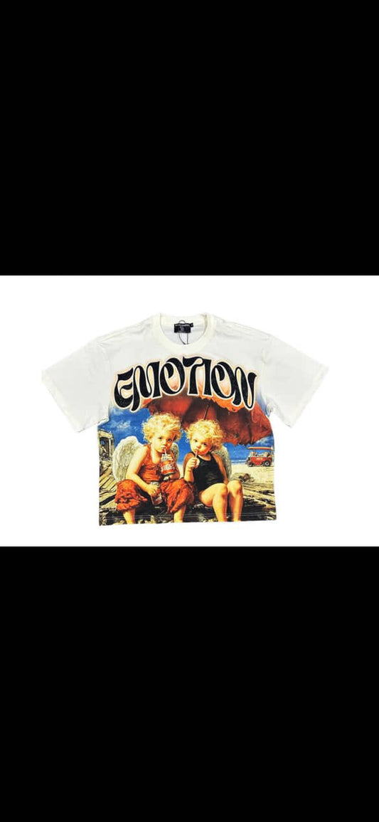 Mixed emotions on the beach tee