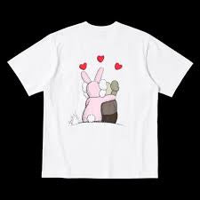 Kaws white twin heart tee