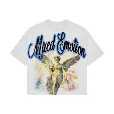 Mixed Emotiom white rhinestone angel tee