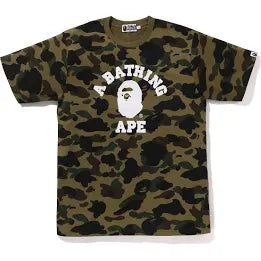 Bape Green 1ST CAMO COLLEGE TEE