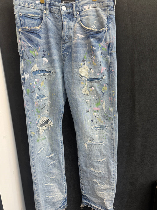 Purple Jean Splattered Paint