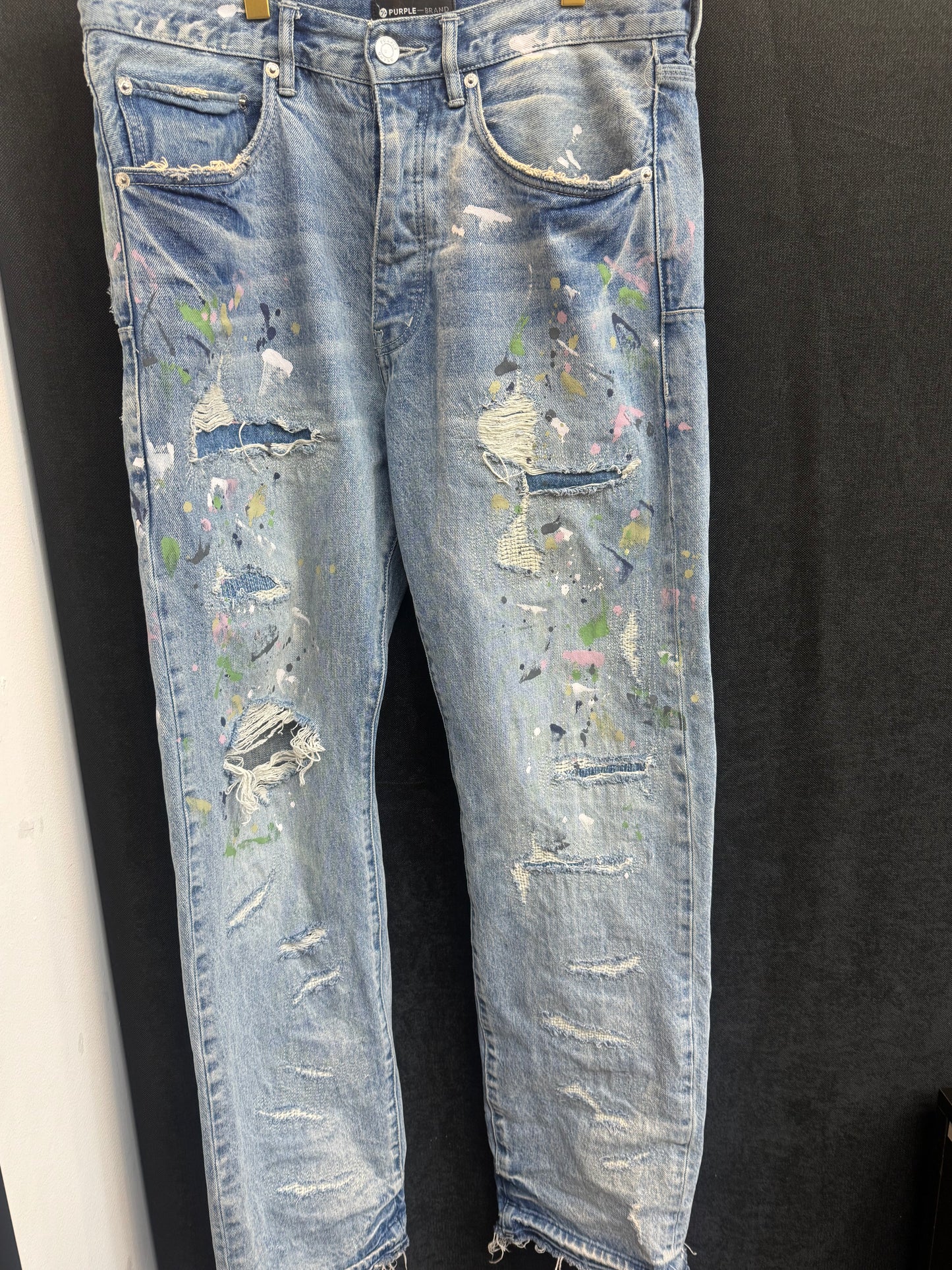 Purple Jean Splattered Paint