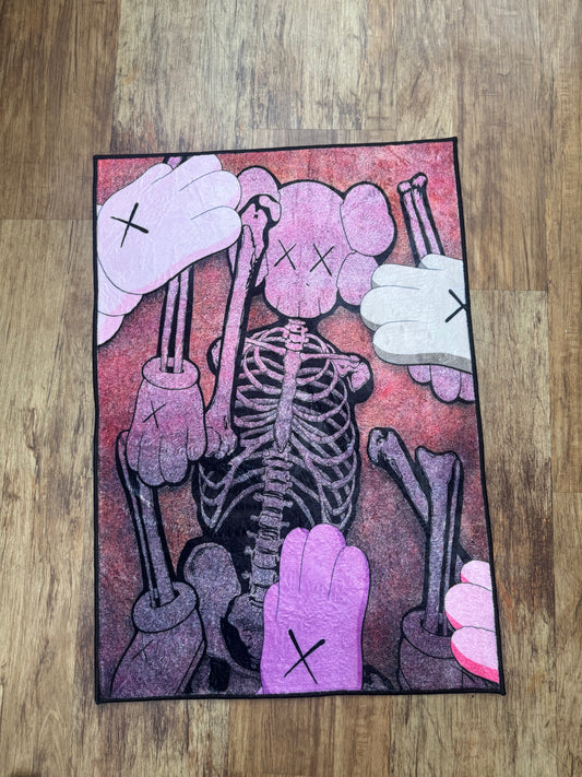 Pink Skeleton Kaws Rug